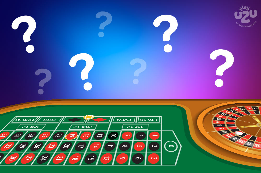 Roulette table with question marks around it