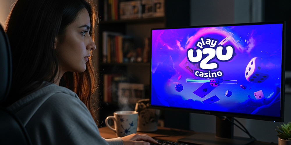  MUJER DE 20 AÑOS, LA CUAL ESTÉ TOMADA EN UNA TOMA PLANO MEDIO PERO DE ESPALDAS, COMO SI ESTUVIERA SENTADA EN SU ESCRITORIO Y COMPUTADORA, Y ESTAMOS VIENDO SU PANTALLA COMO SI ESTUVIERA CARGANDO PALYUZU PARA EMPEZAR A JUGAR